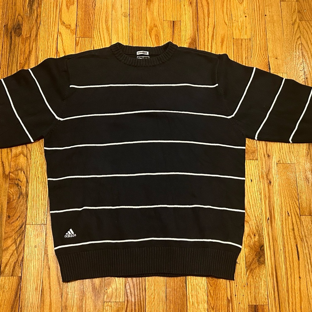 Adidas Men's Black Striped Sweater